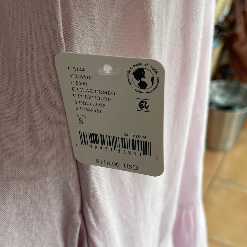 Free People NWT Manda Cotton Midi Dress Lilac Pink has Pockets‎ Oversized Small
